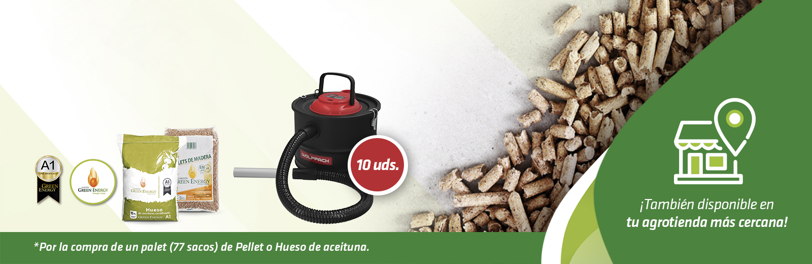 ¡13% de DESCUENTO! En Pellet y Hueso de Aceituna