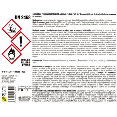 Etiqueta Alboral Cloro Tabletas