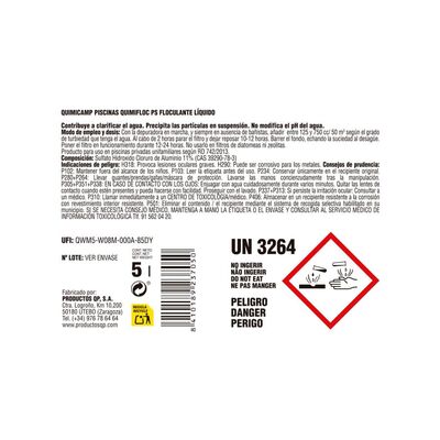 Etiqueta quimifloc floculante